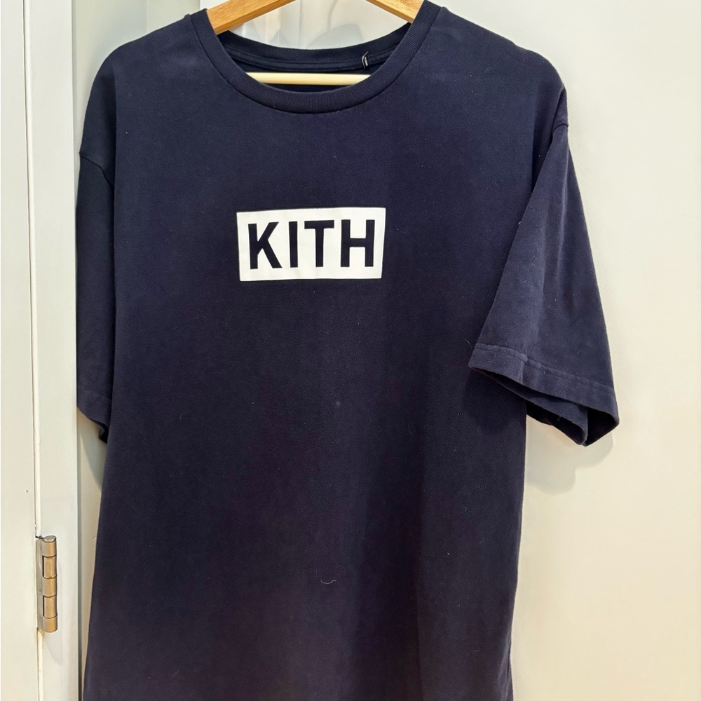 Kith Classic Box Logo Dark Blue Short Sleeve Tee size XL Navy Blue